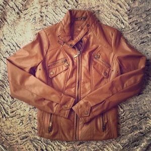 Women’s XS Cognac faux leather jacket